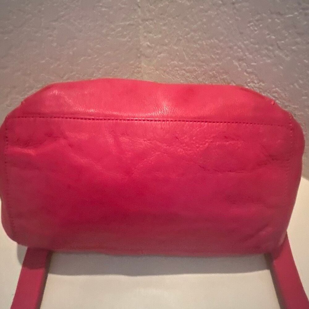 Liebeskind Berlin Satchel Handbag Raspberry Red Leather Top Handle Two Way Purse - Picture 6 of 14